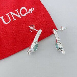UNO DE 50 Unique Earring LADIES EARRINGS With Green Crystal Silver-Plated Metal